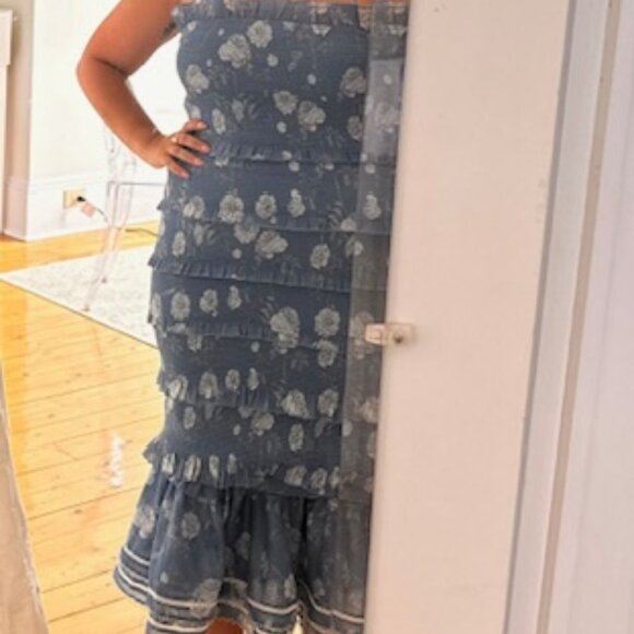 V. Chapman Blue Floral Ruffle Dress - Picture 8 of 9